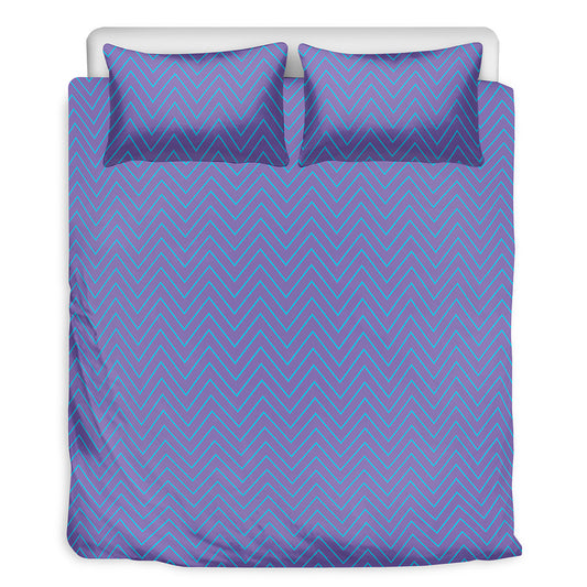 Blue And Purple Zigzag Pattern Print Duvet Cover Bedding Set