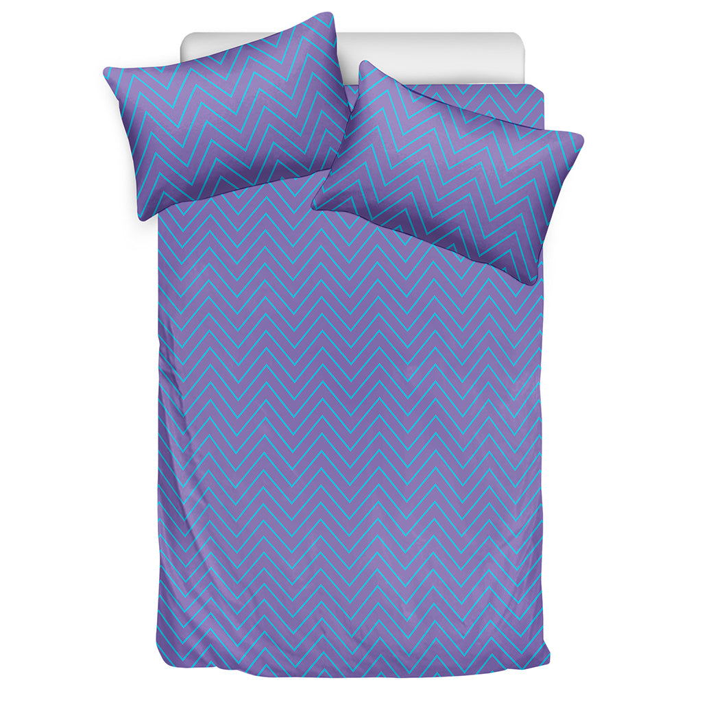 Blue And Purple Zigzag Pattern Print Duvet Cover Bedding Set