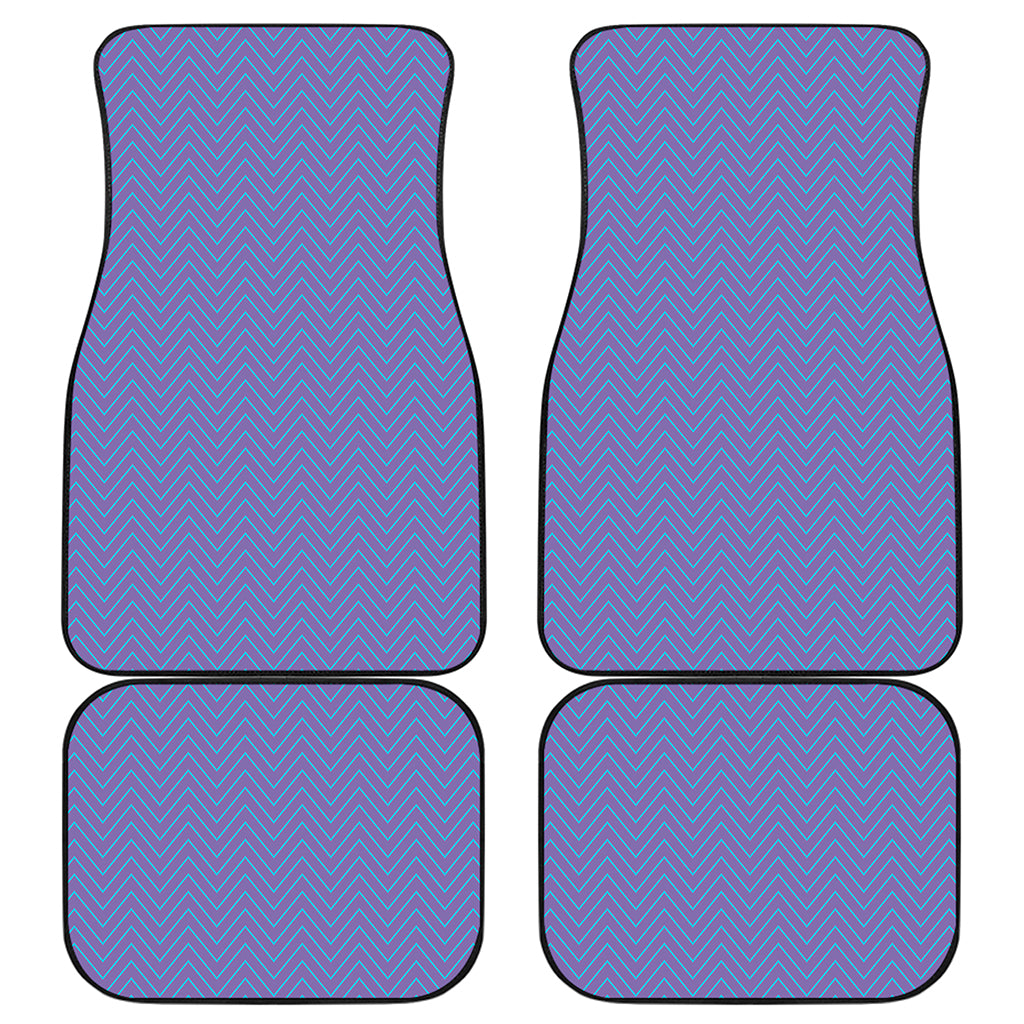 Blue And Purple Zigzag Pattern Print Front and Back Car Floor Mats