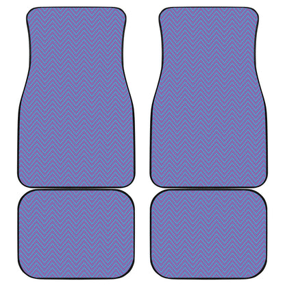 Blue And Purple Zigzag Pattern Print Front and Back Car Floor Mats