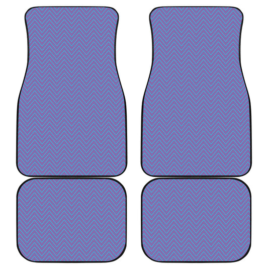 Blue And Purple Zigzag Pattern Print Front and Back Car Floor Mats