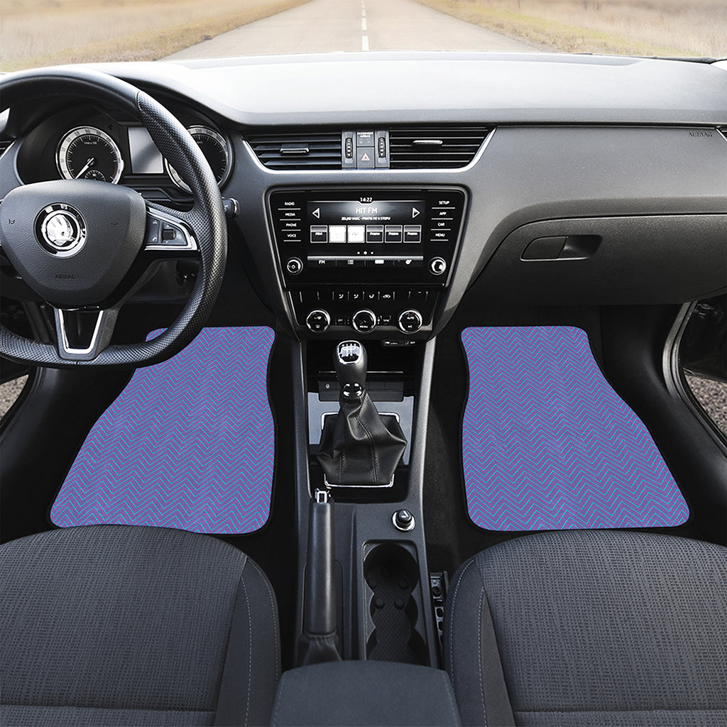 Blue And Purple Zigzag Pattern Print Front Car Floor Mats
