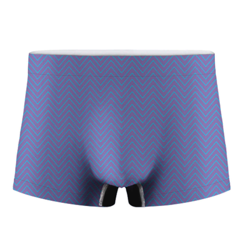 Blue And Purple Zigzag Pattern Print Men's Boxer Briefs