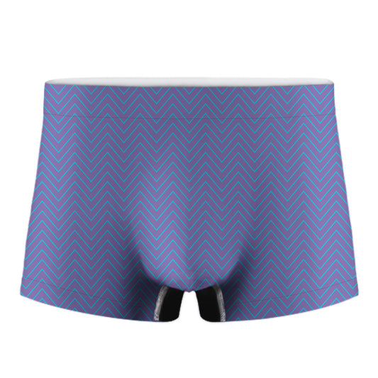 Blue And Purple Zigzag Pattern Print Men's Boxer Briefs
