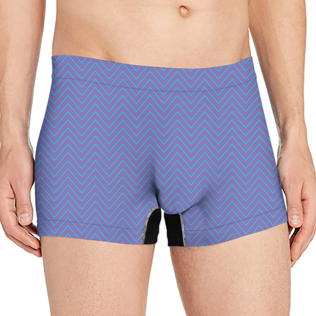 Blue And Purple Zigzag Pattern Print Men's Boxer Briefs