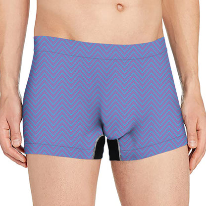 Blue And Purple Zigzag Pattern Print Men's Boxer Briefs