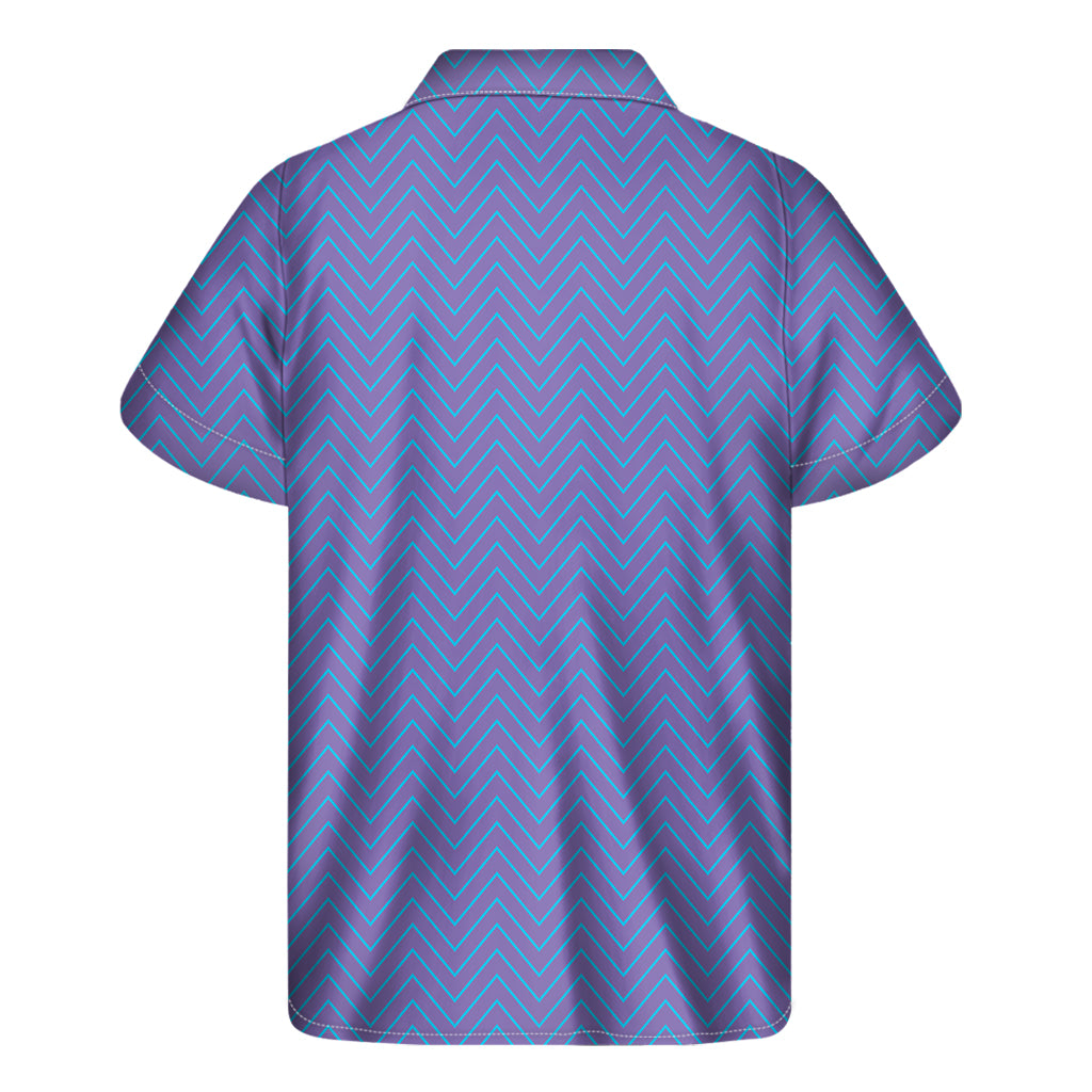 Blue And Purple Zigzag Pattern Print Men's Short Sleeve Shirt