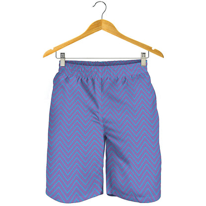 Blue And Purple Zigzag Pattern Print Men's Shorts
