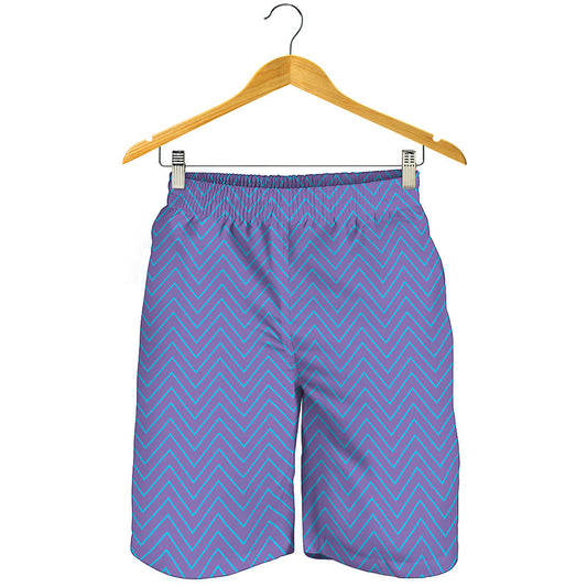 Blue And Purple Zigzag Pattern Print Men's Shorts