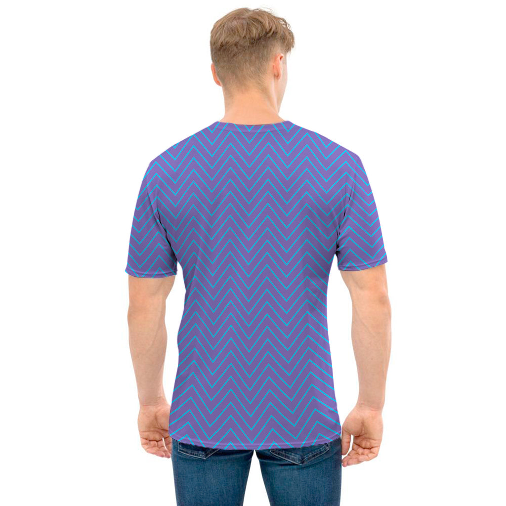 Blue And Purple Zigzag Pattern Print Men's T-Shirt