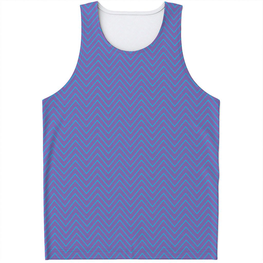 Blue And Purple Zigzag Pattern Print Men's Tank Top