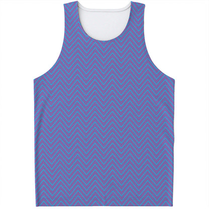 Blue And Purple Zigzag Pattern Print Men's Tank Top