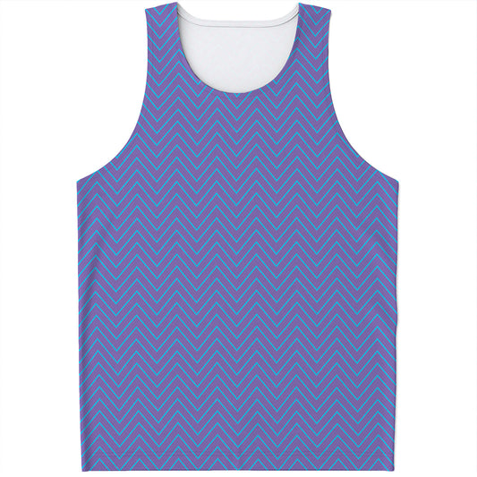 Blue And Purple Zigzag Pattern Print Men's Tank Top