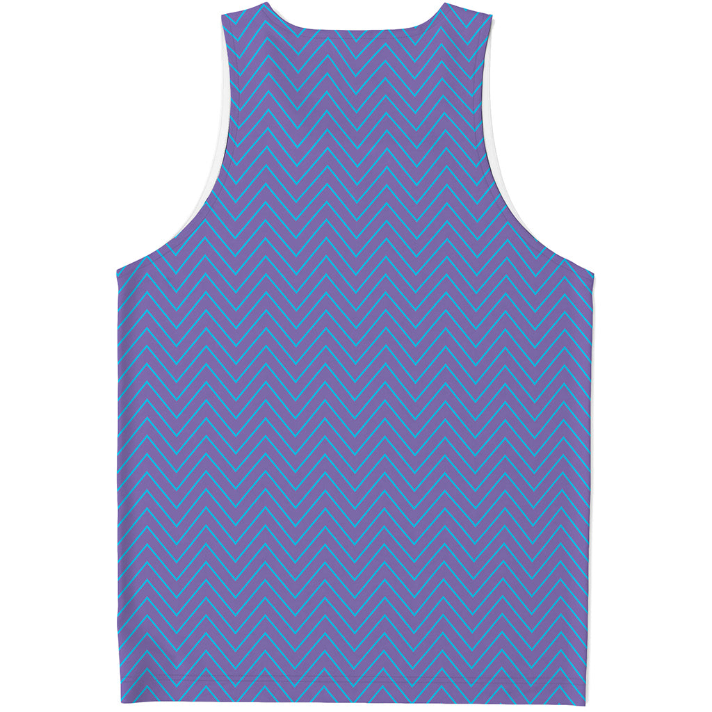 Blue And Purple Zigzag Pattern Print Men's Tank Top
