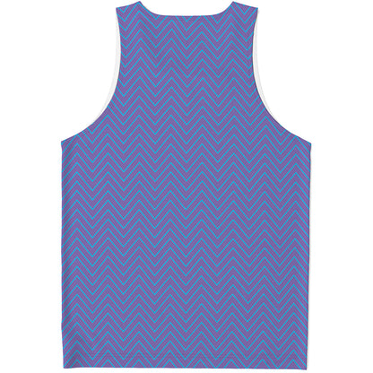 Blue And Purple Zigzag Pattern Print Men's Tank Top