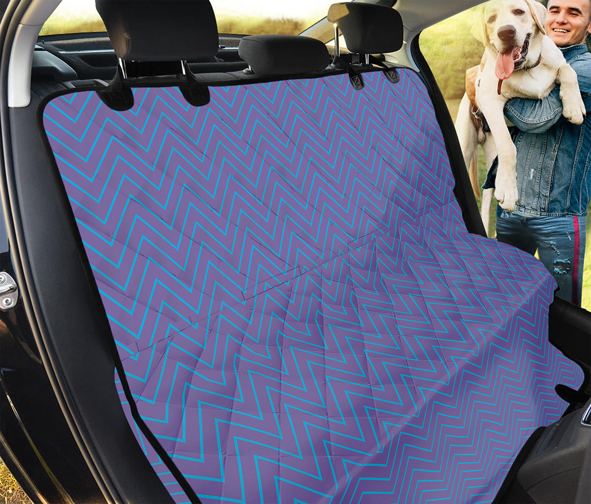 Blue And Purple Zigzag Pattern Print Pet Car Back Seat Cover