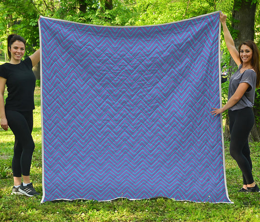 Blue And Purple Zigzag Pattern Print Quilt