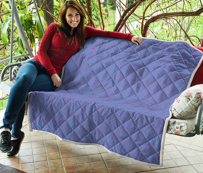 Blue And Purple Zigzag Pattern Print Quilt