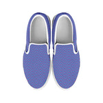 Blue And Purple Zigzag Pattern Print White Slip On Shoes