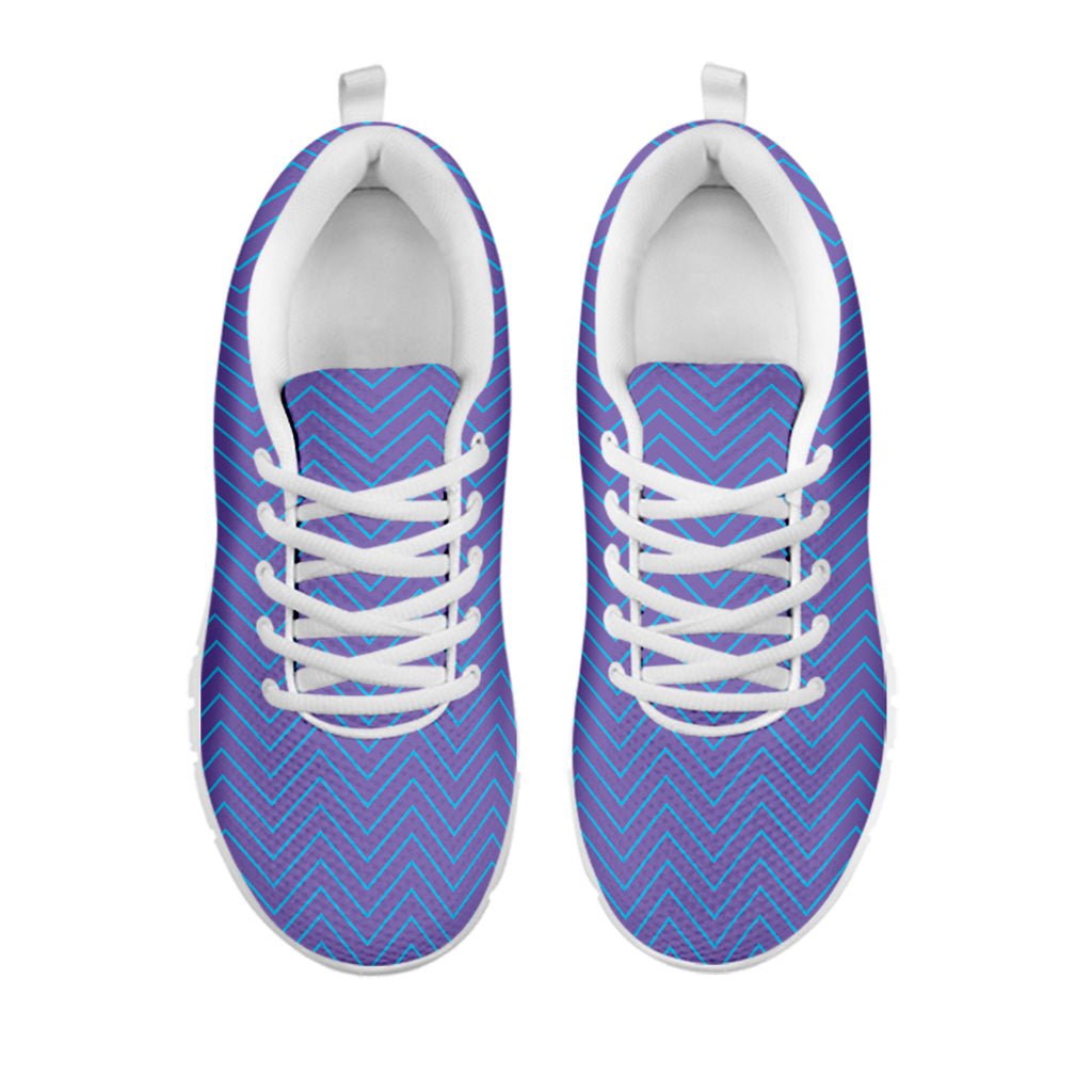 Blue And Purple Zigzag Pattern Print White Sneakers