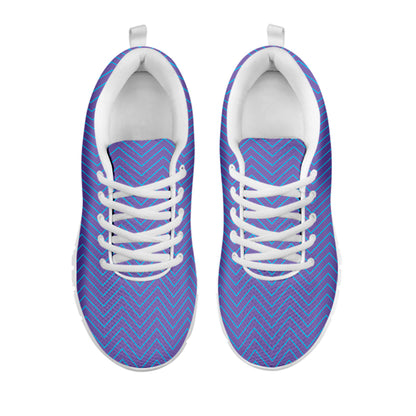 Blue And Purple Zigzag Pattern Print White Sneakers