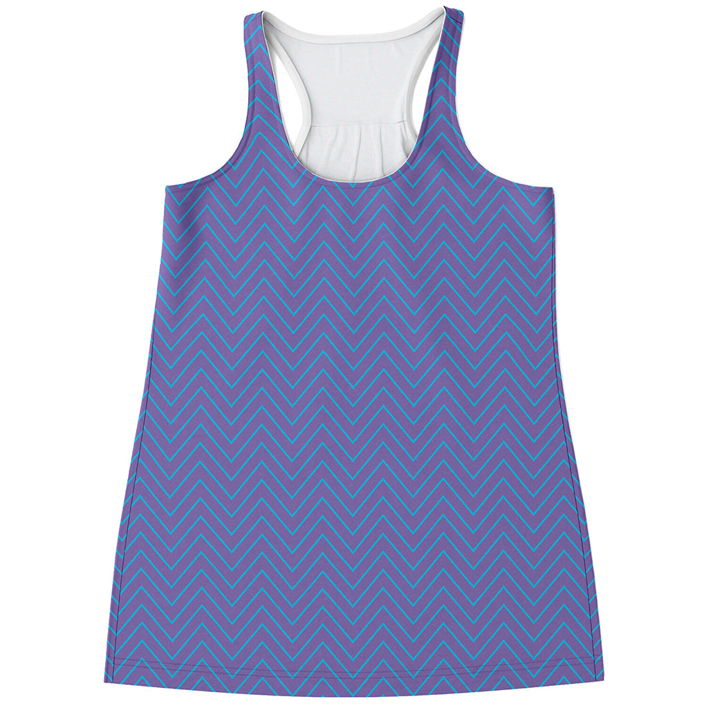 Blue And Purple Zigzag Pattern Print Women's Racerback Tank Top