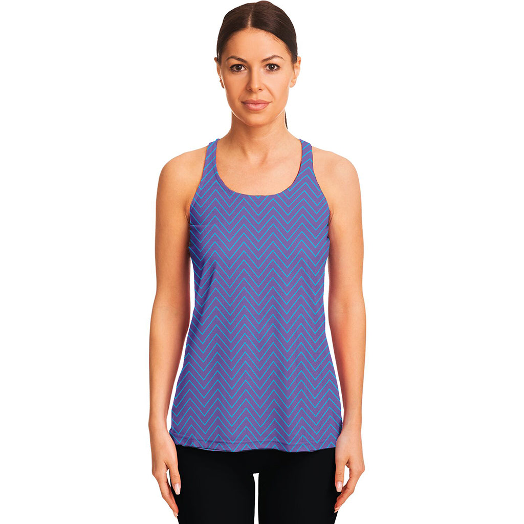 Blue And Purple Zigzag Pattern Print Women's Racerback Tank Top