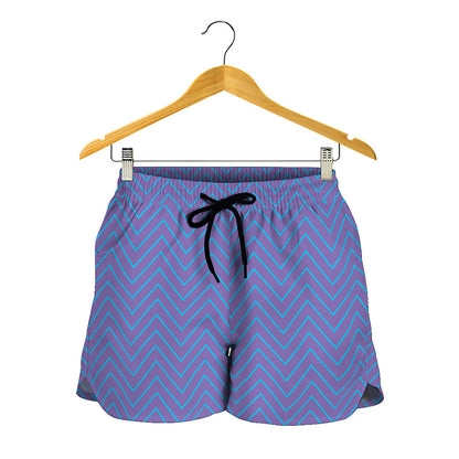Blue And Purple Zigzag Pattern Print Women's Shorts