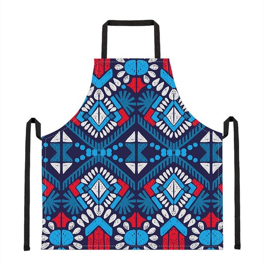 Blue And Red Aztec Pattern Print Apron