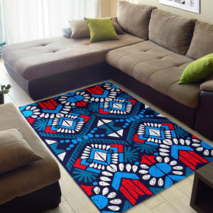 Blue And Red Aztec Pattern Print Area Rug GearFrost