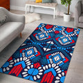 Blue And Red Aztec Pattern Print Floor Mat