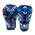 Blue And Red Aztec Pattern Print Boxing Gloves