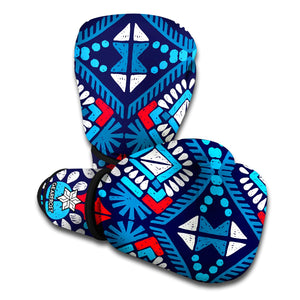 Blue And Red Aztec Pattern Print Boxing Gloves
