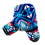 Blue And Red Aztec Pattern Print Boxing Gloves