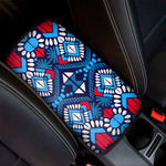 Blue And Red Aztec Pattern Print Car Center Console Cover