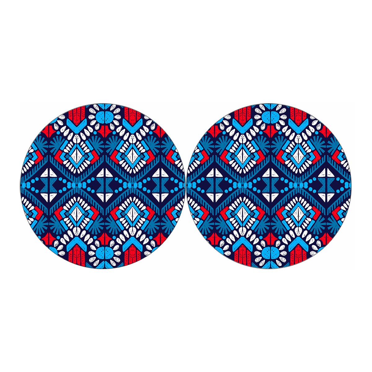 Blue And Red Aztec Pattern Print Car Coasters