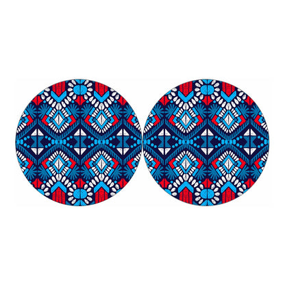 Blue And Red Aztec Pattern Print Car Coasters