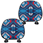 Blue And Red Aztec Pattern Print Car Headrest Covers
