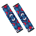 Blue And Red Aztec Pattern Print Car Seat Belt Covers