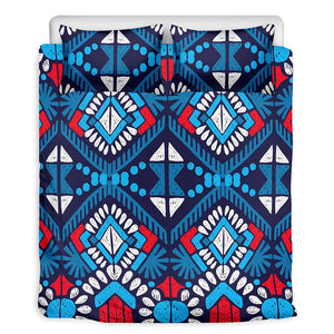 Blue And Red Aztec Pattern Print Duvet Cover Bedding Set