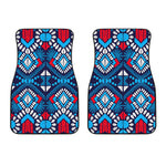 Blue And Red Aztec Pattern Print Front Car Floor Mats