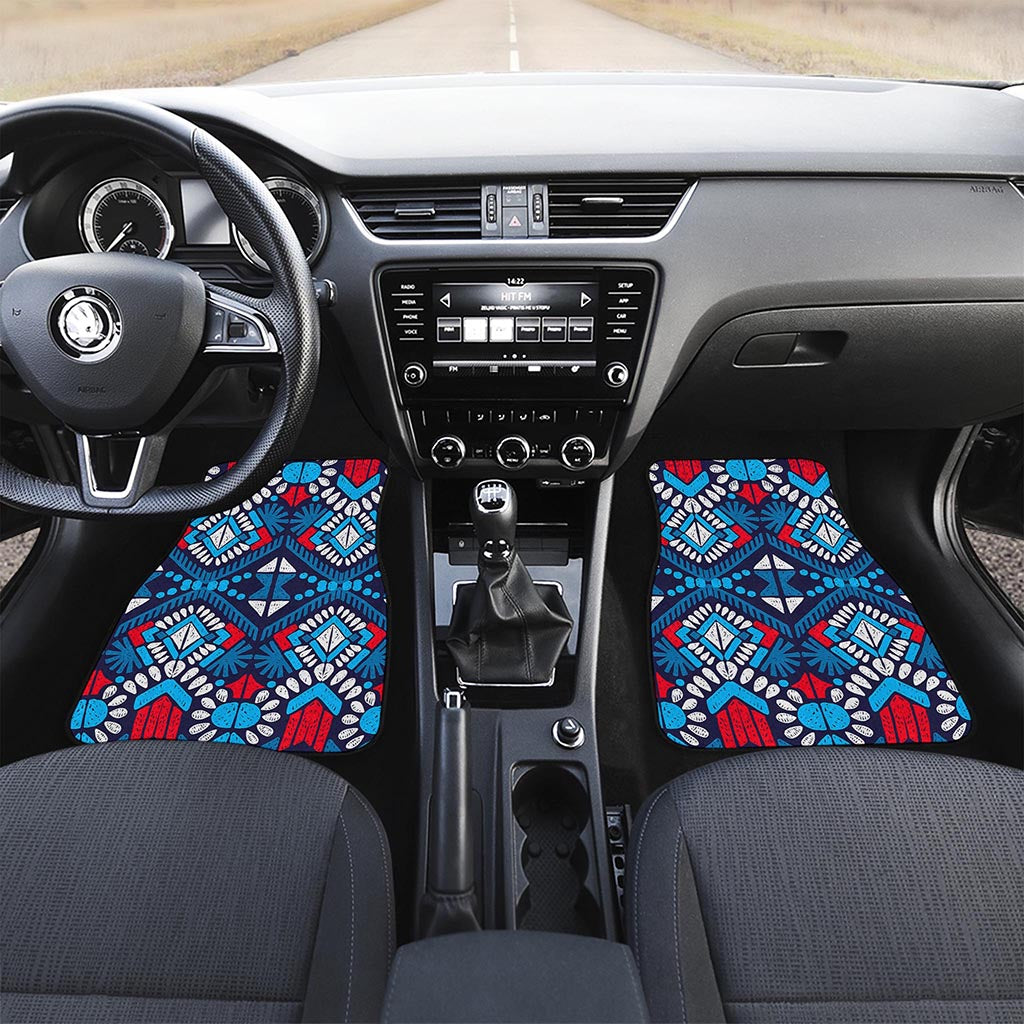 Blue And Red Aztec Pattern Print Front Car Floor Mats