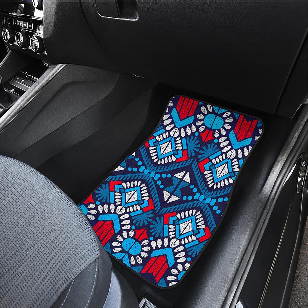 Blue And Red Aztec Pattern Print Front Car Floor Mats