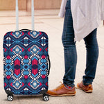 Blue And Red Aztec Pattern Print Luggage Cover GearFrost