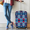 Blue And Red Aztec Pattern Print Luggage Cover