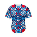 Blue And Red Aztec Pattern Print Men's Baseball Jersey