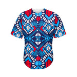 Blue And Red Aztec Pattern Print Men's Baseball Jersey