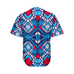Blue And Red Aztec Pattern Print Men's Baseball Jersey