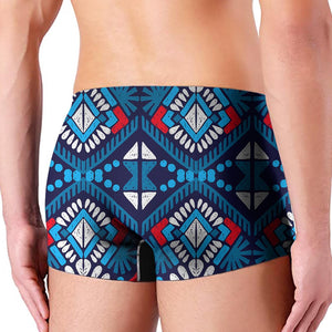 Blue And Red Aztec Pattern Print Men's Boxer Briefs