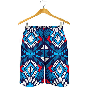 Blue And Red Aztec Pattern Print Men's Shorts